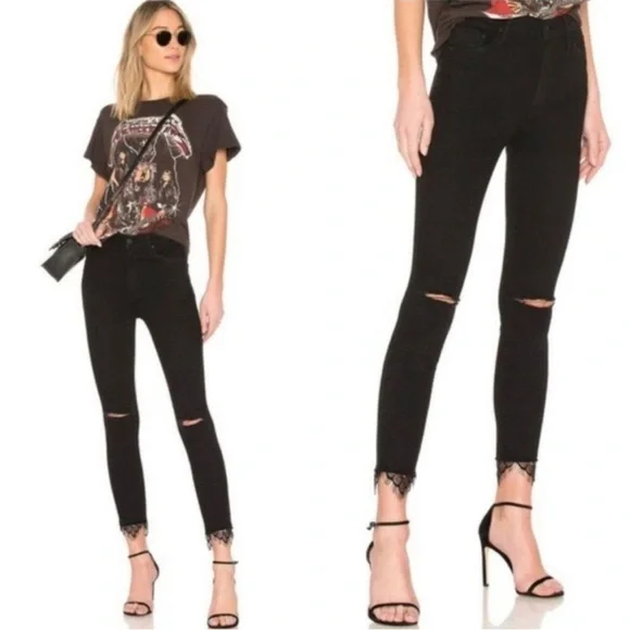 MOTHER THE SWOONER DAGGER ANKLE FRAY JEANS BAA BAA BLACK SHEEP sz‎ 28 - Picture 2 of 14